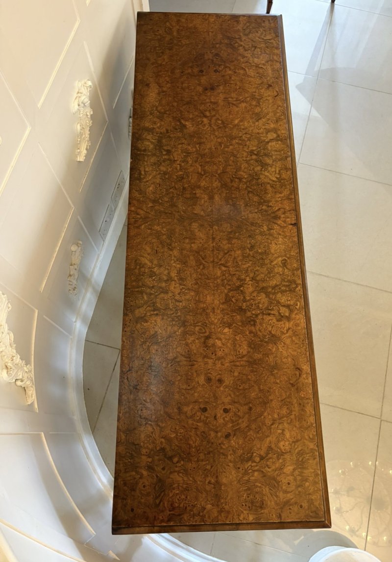 Unusual Antique Edwardian Quality Burr Walnut Dresser Base - Image 10